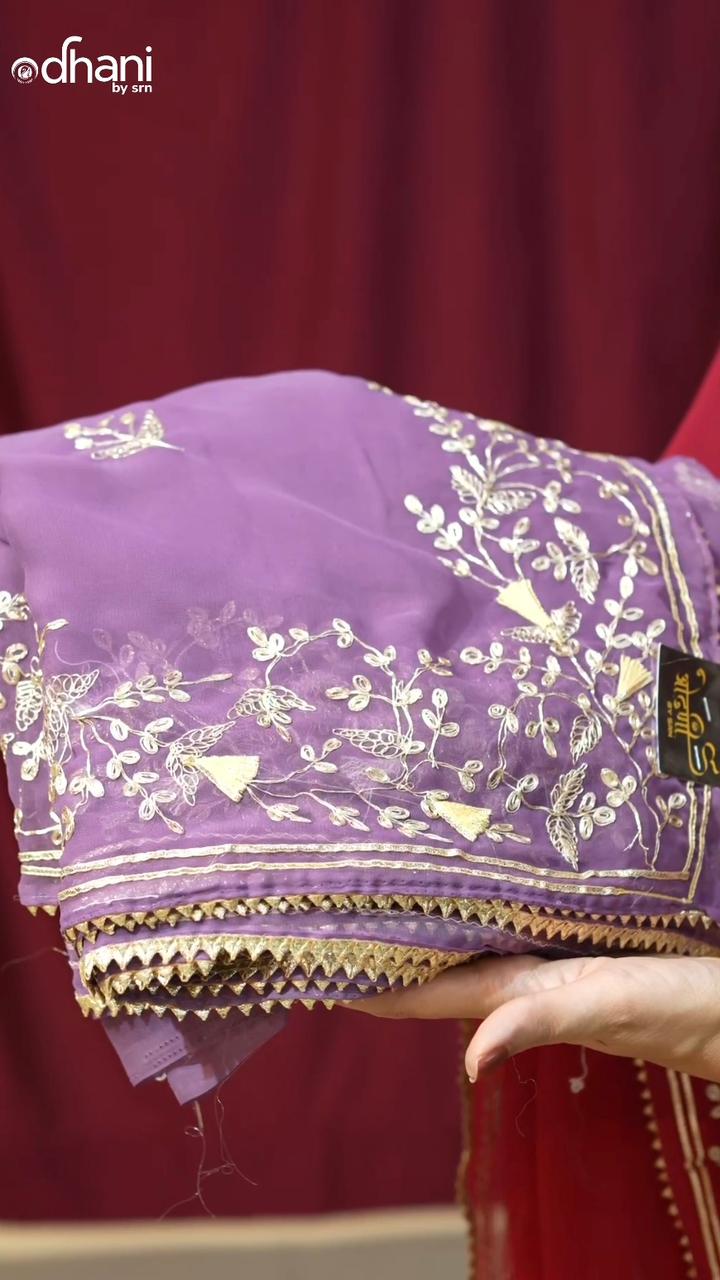 Heavy Pitta Work with Kaccha Gota work on Georgette Fabric Saree