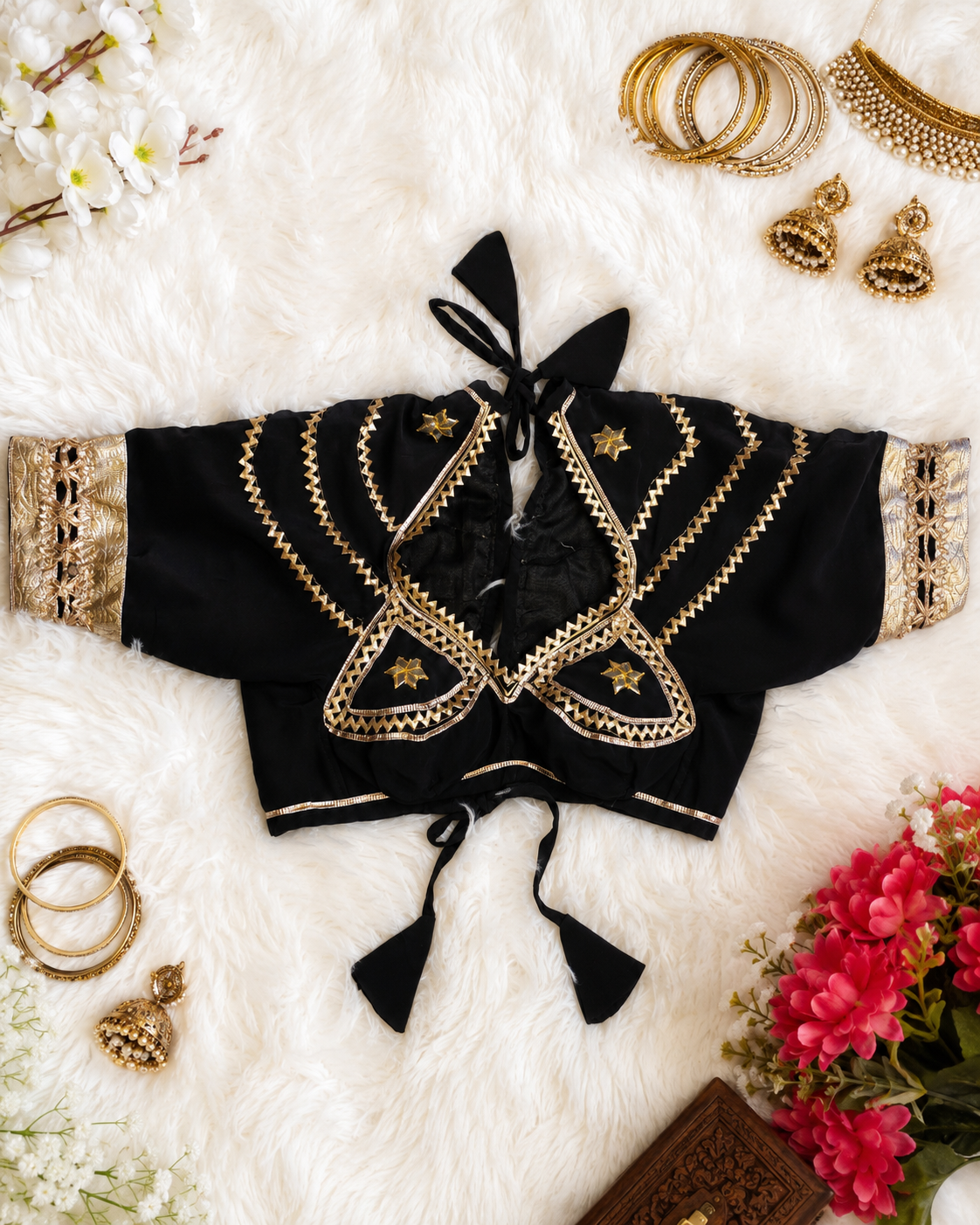 Traditional Rajasthani Aangi Blouse With Kachi Gota Patti Work