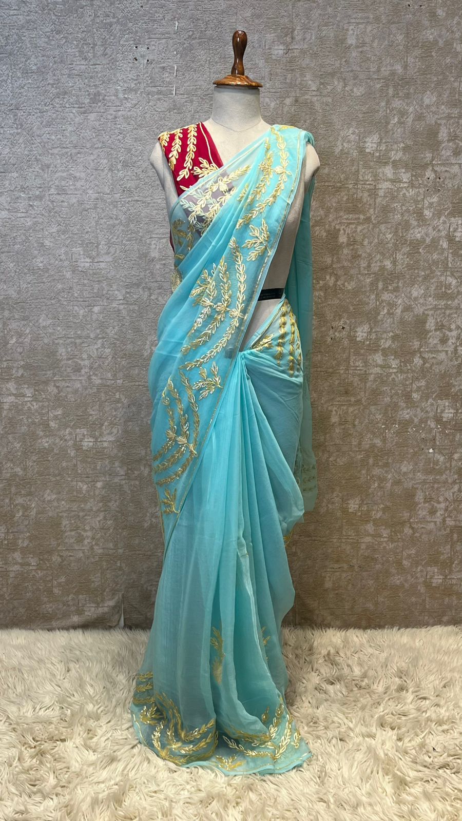 Rajputi Style Pure Chiffon Saree with Kacche Gota Work