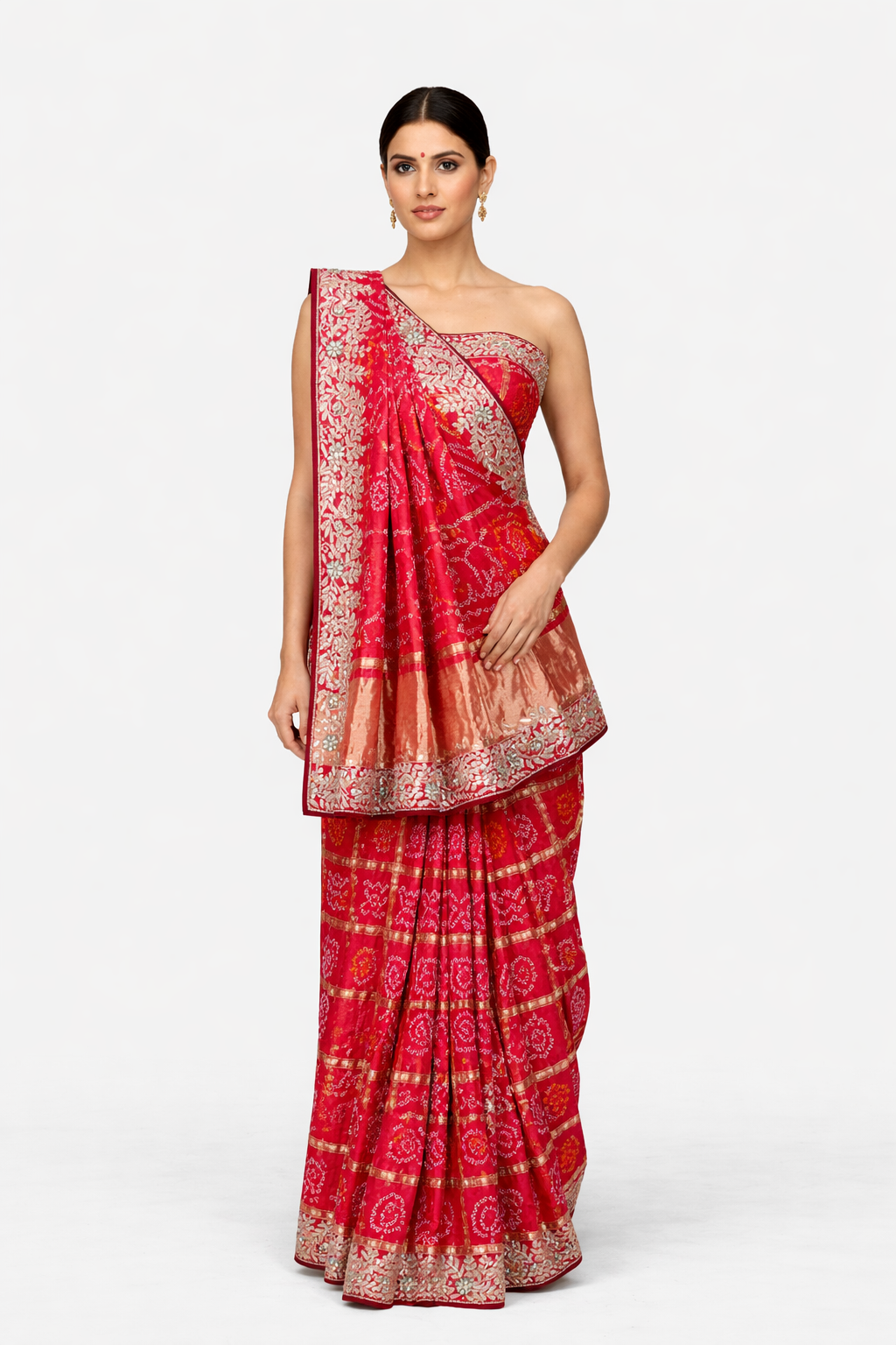 Ghatchola Design Pure Gazzi Silk Saree With Gota Patti Handwork (With Blouse) SR0112