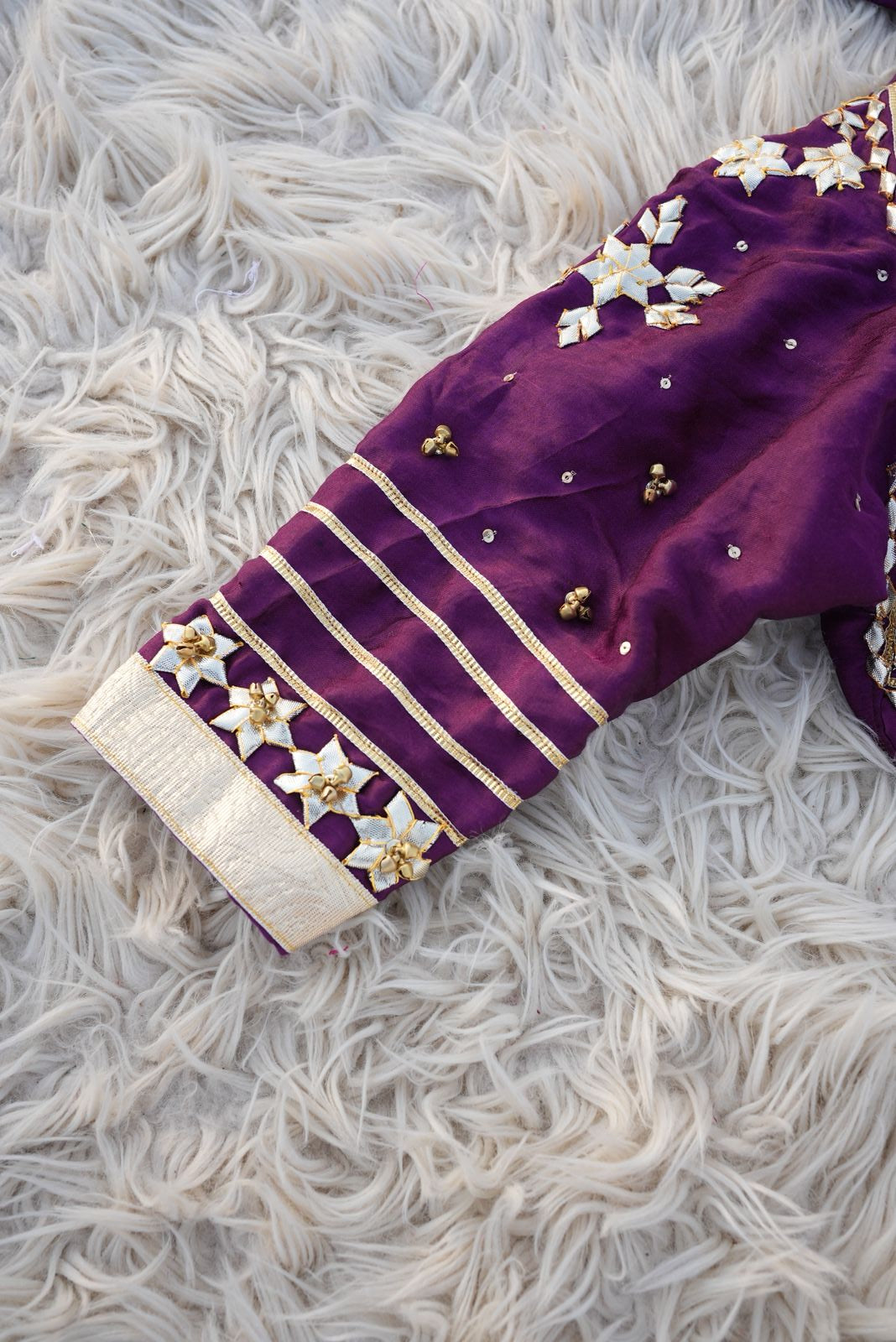 Gungru Aangi Design Pure Gajji Silk Fabric with Kaccha Gota Patti Work Along With Pure Chiffon Fabric Gota Patti Work Saree