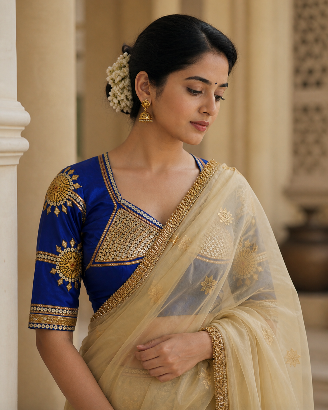 Alka Rajasthai Angi Blouse On Crep Fabric With Kachi Gota Patti And Sequence Work