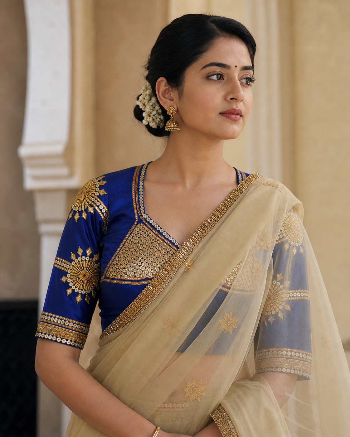 Alka Rajasthai Angi Blouse On Crep Fabric With Kachi Gota Patti And Sequence Work