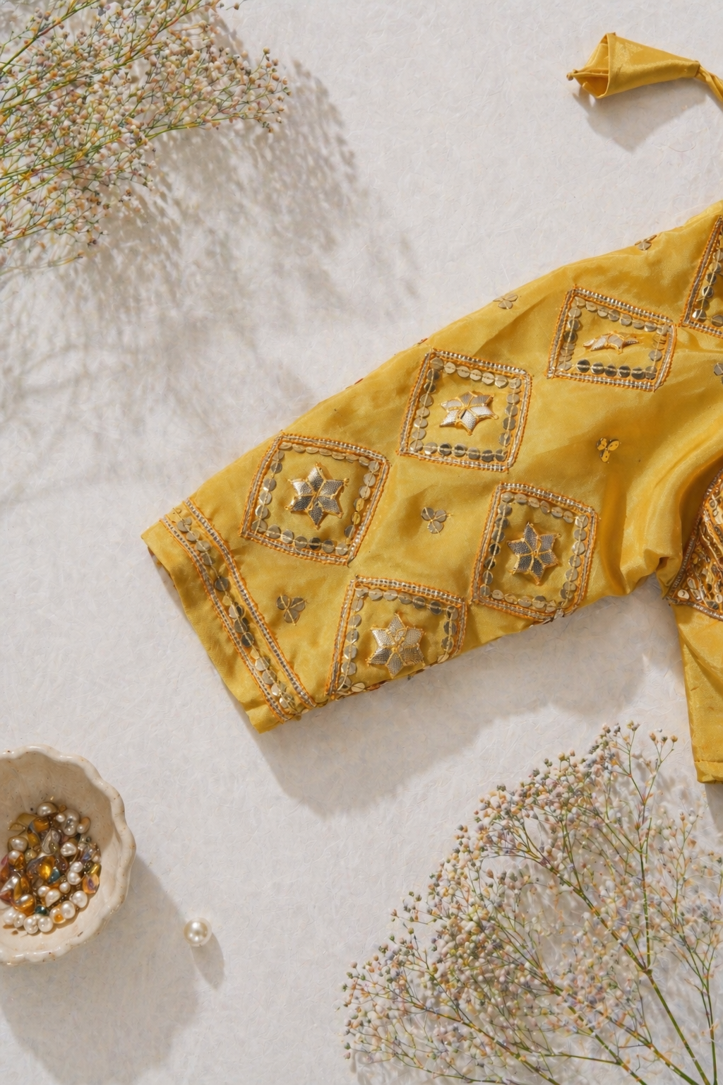Rajasthani  Aangi Blouse In Charki Gota, Sequence & Kaccha Gota Patti Work