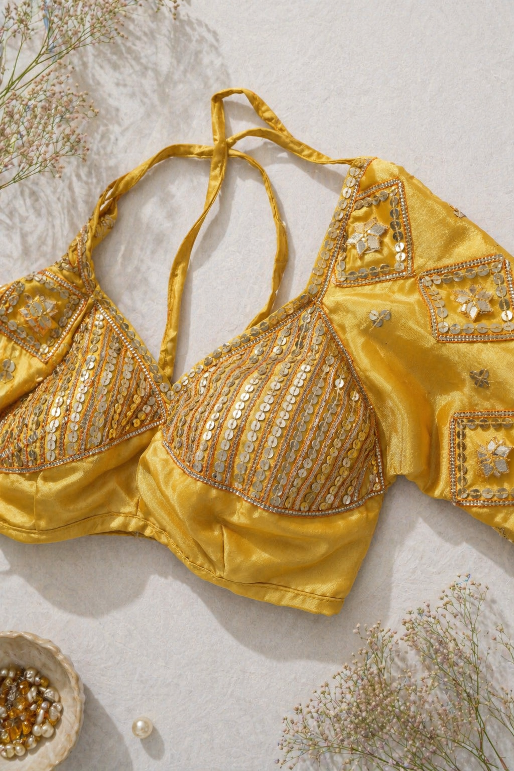 Rajasthani  Aangi Blouse In Charki Gota, Sequence & Kaccha Gota Patti Work