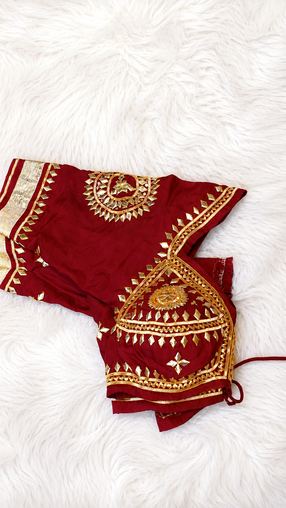 Lampa Rani Maroon Angi With Traditional Kachi Gota Patti Handwork With Criscross back design