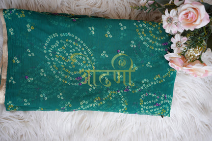SUMMER SPECIAL BANDHANI SAREE WITH FOIL BORDER (WITHOUT BLOUSE) ##SR0175