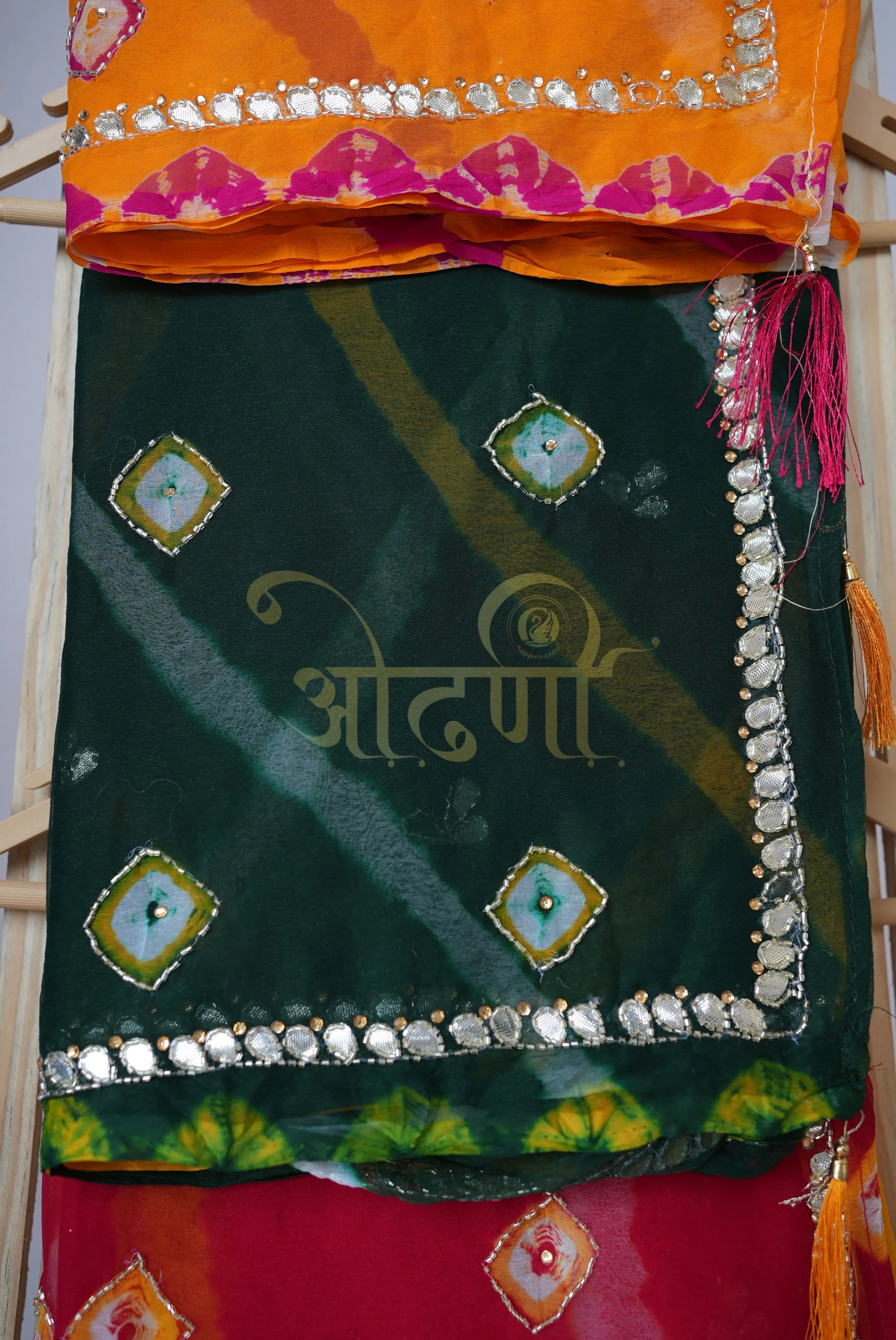 Lahriya Saree on Chiffon Fabric with Gota Patti & Cutdana Work