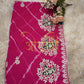 LEHRIYA AND MOTHADA DESIGN SAREE GOTA PATTI WORK WITH HEAVY BUTA AND PATCH  (WITH BLOUSE) ##SR0181