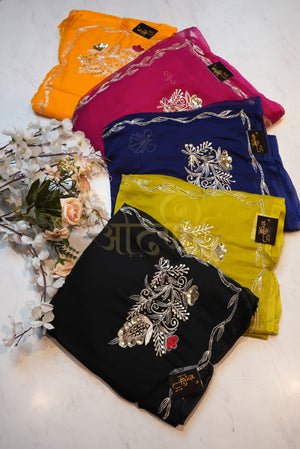 SUMMER SPECIAL VINTAGE WORK SAREE ON CHIFFON FABRIC   ##