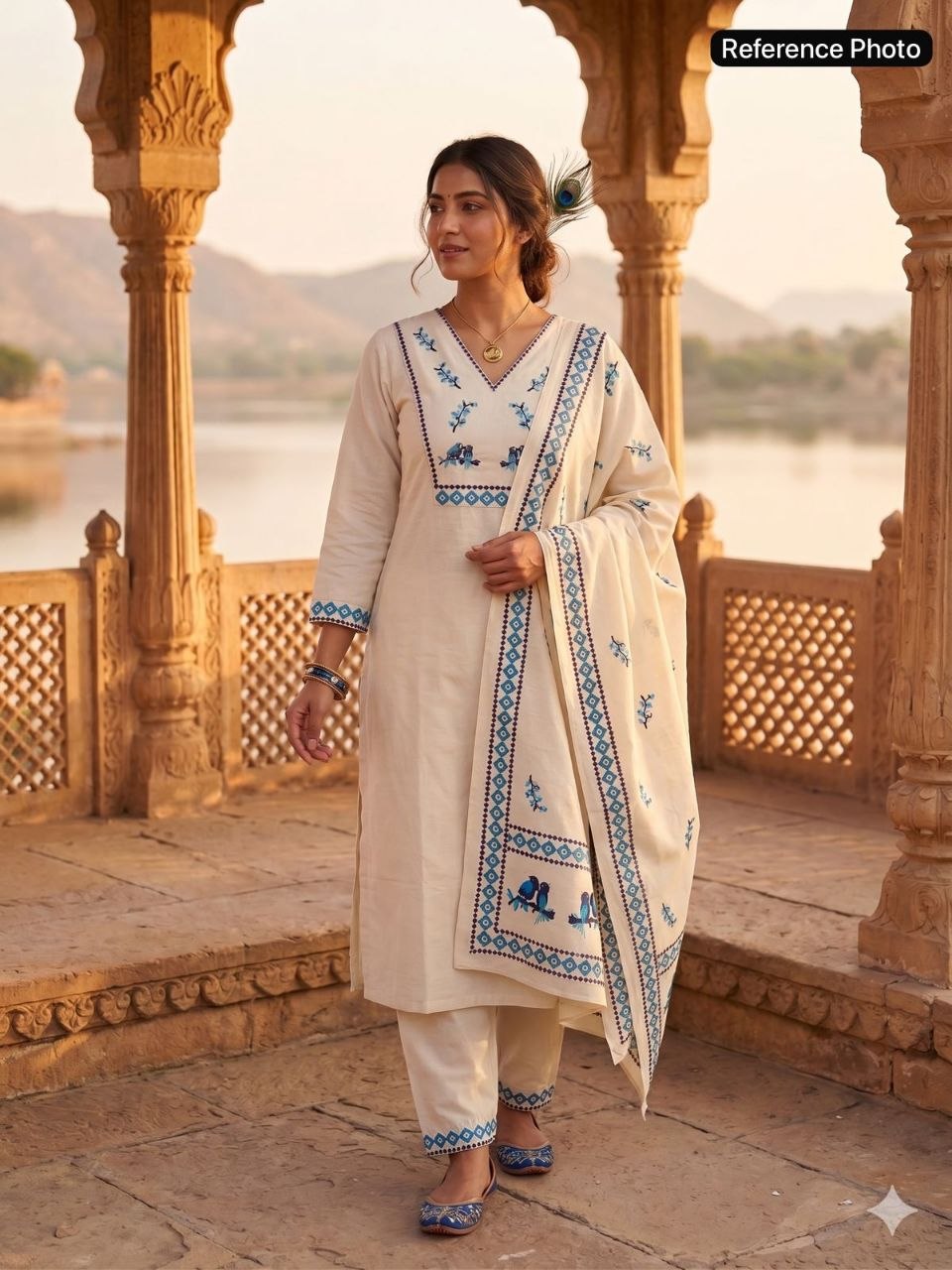 Luxury Khadi Cotton Kurti Set with Full Cotton Inner & Dupatta