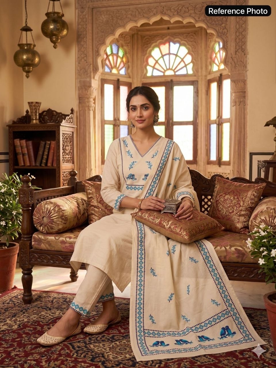 Luxury Khadi Cotton Kurti Set with Full Cotton Inner & Dupatta