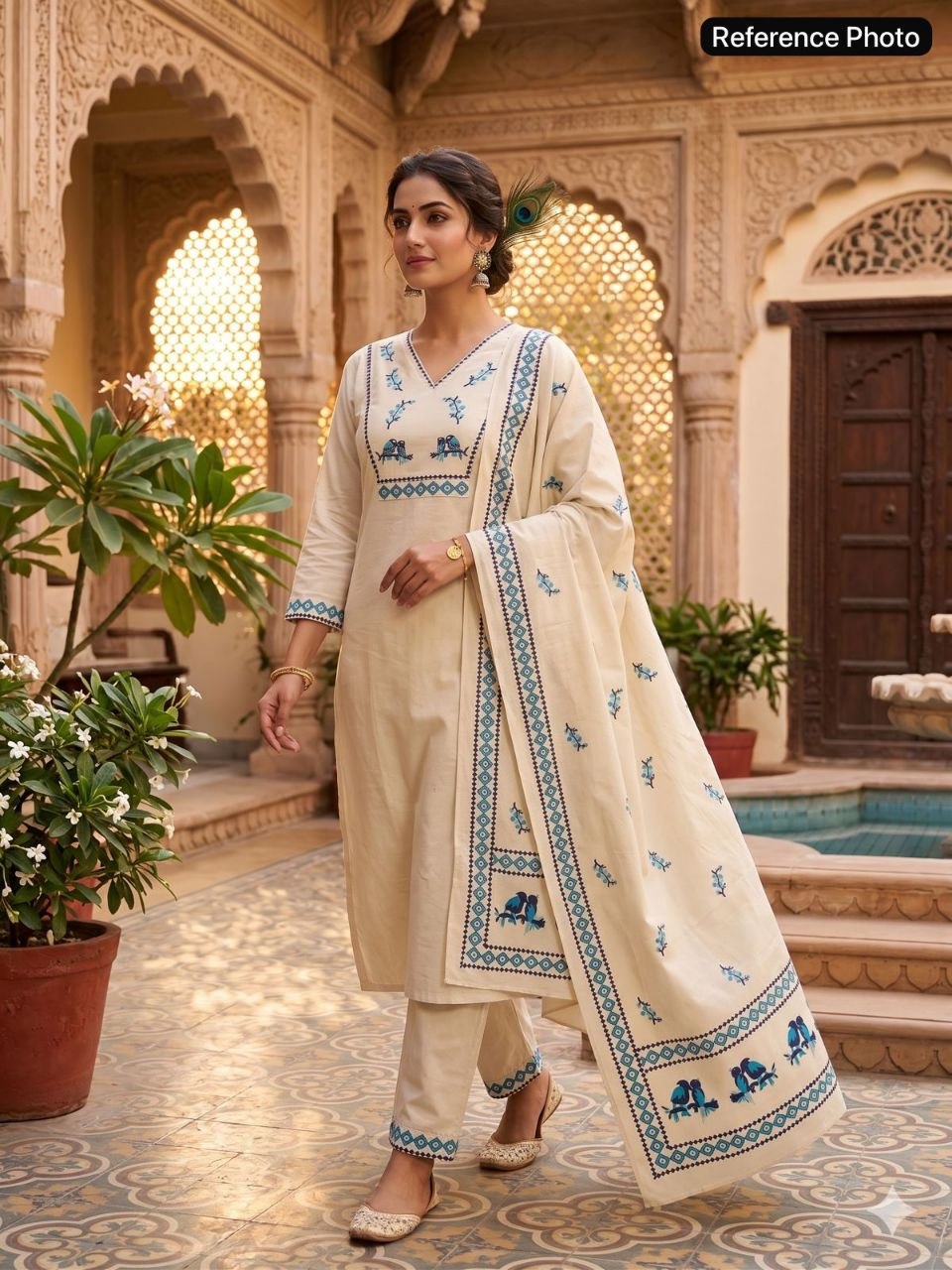 Luxury Khadi Cotton Kurti Set with Full Cotton Inner & Dupatta