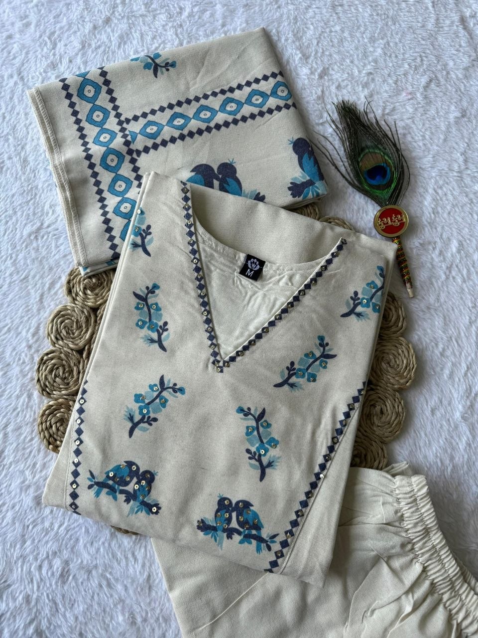 Luxury Khadi Cotton Kurti Set with Full Cotton Inner & Dupatta