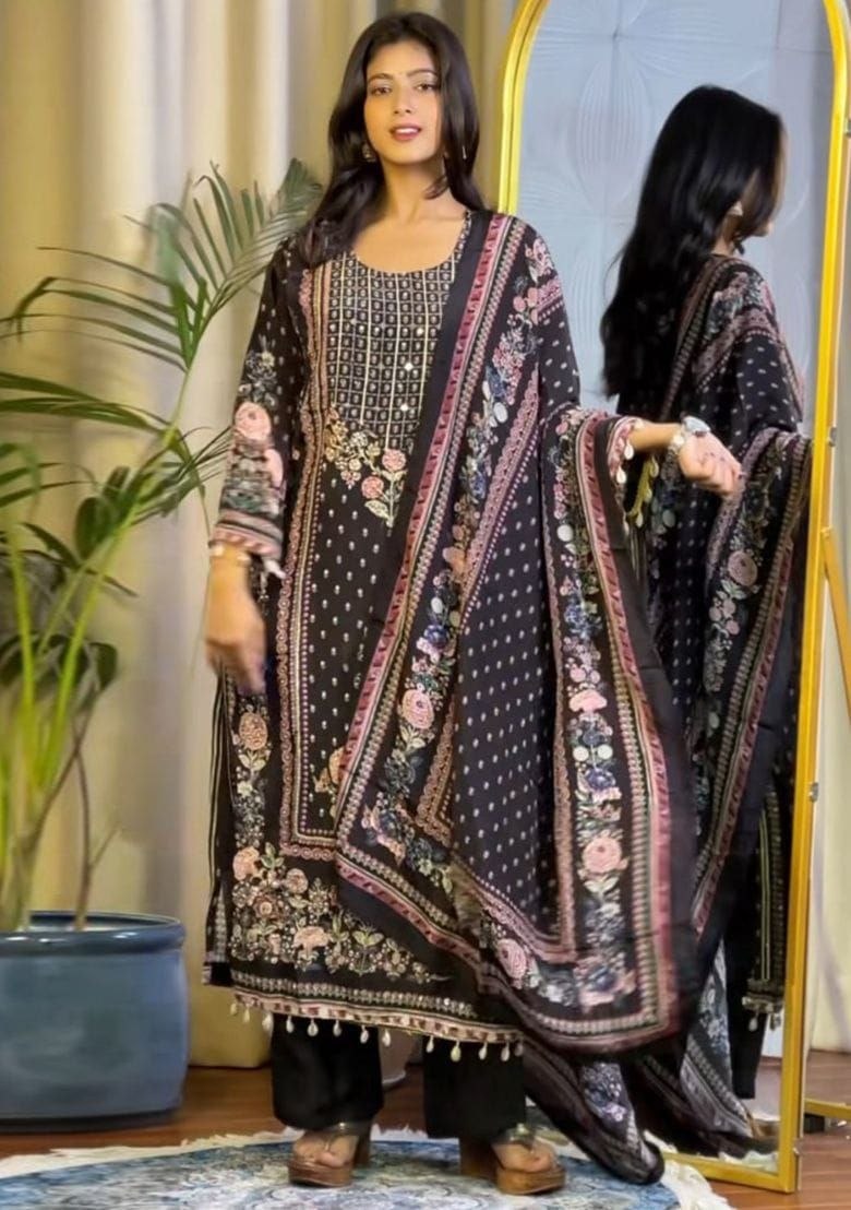 Designer Maslin Ethnic Wear with Aari Work and Full Lining Comfort Fit