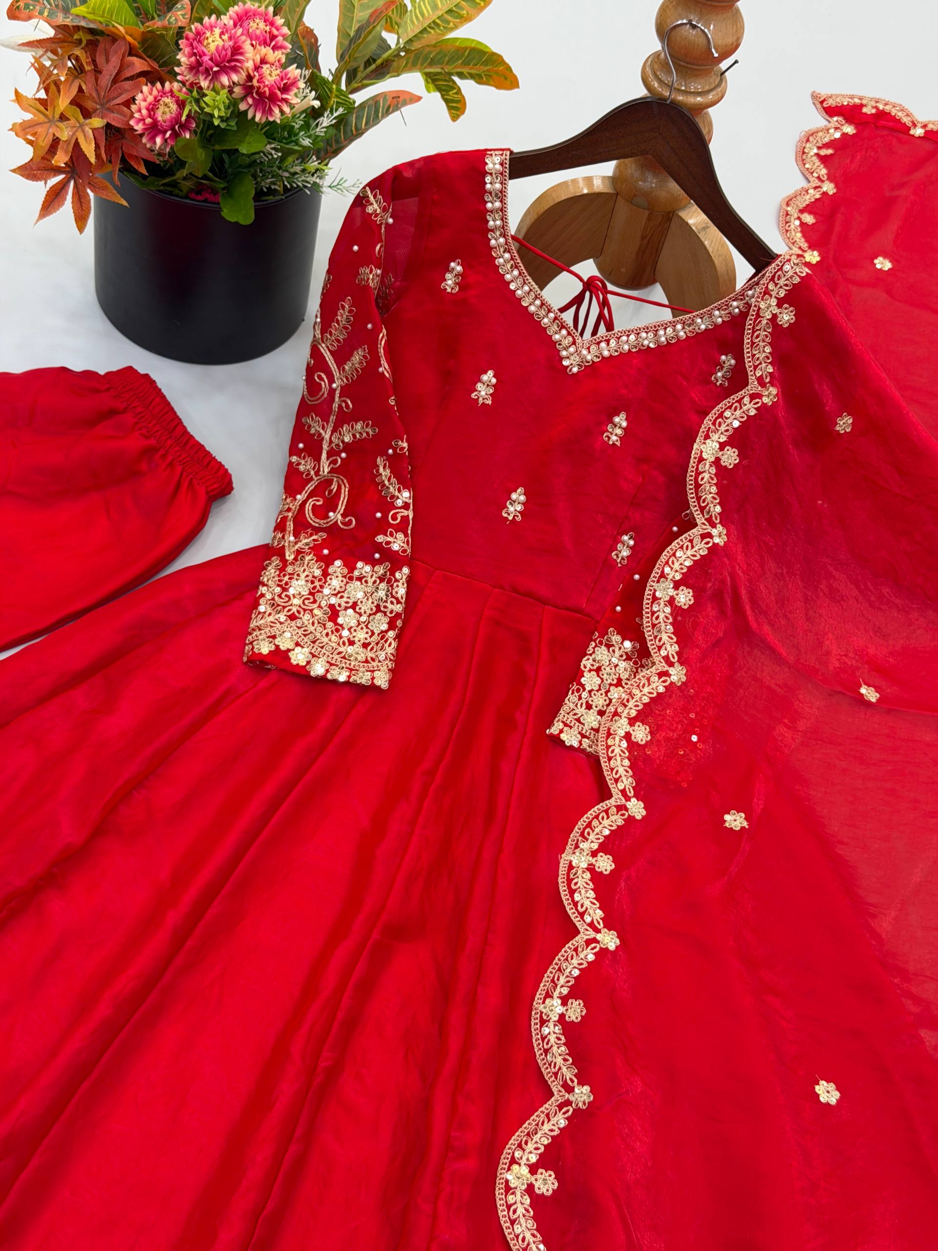 Wedding Wear Fendy Silk Coding & Sequins Gown Set
