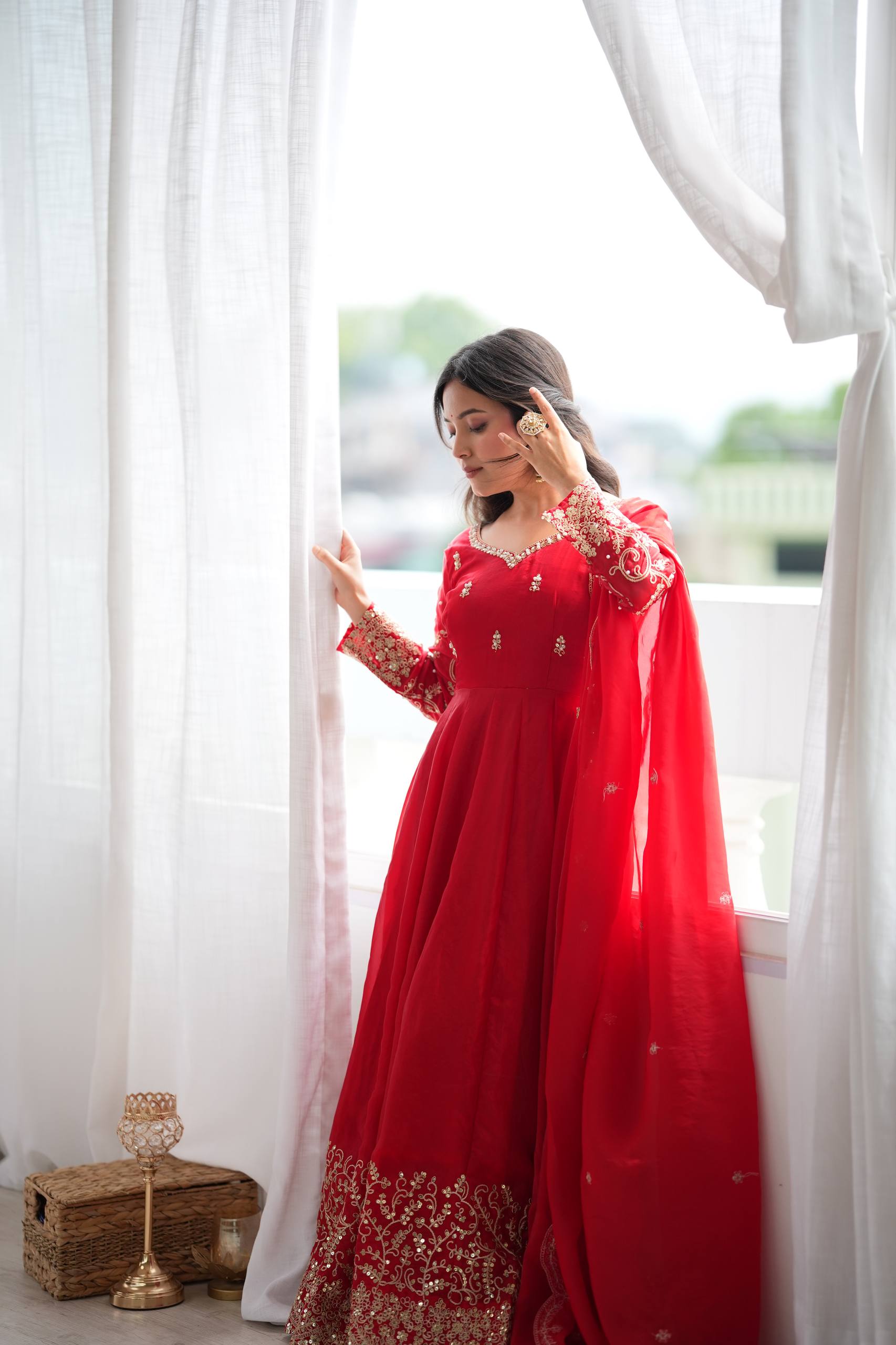 Wedding Wear Fendy Silk Coding & Sequins Gown Set