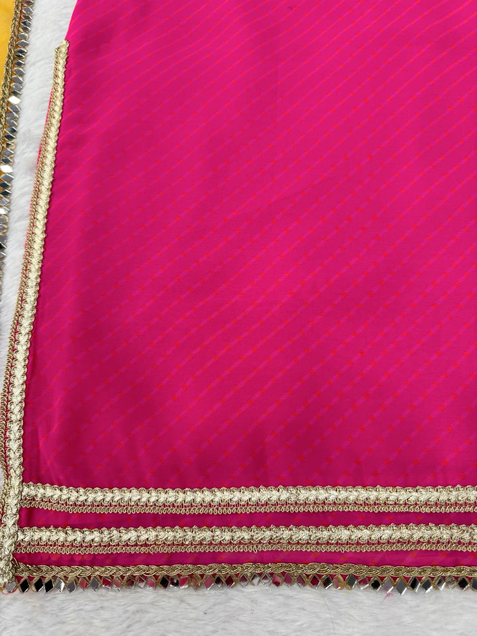 Designer Faux Georgette Sharara Set with Mirror & Fancy Lace Work