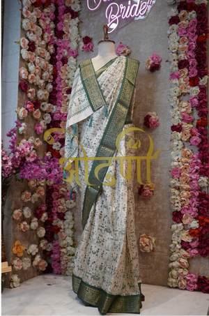 Stylish Warli Print Office Wear Saree on Mix Cotton with Banarasi Weaving Border ##SR0146
