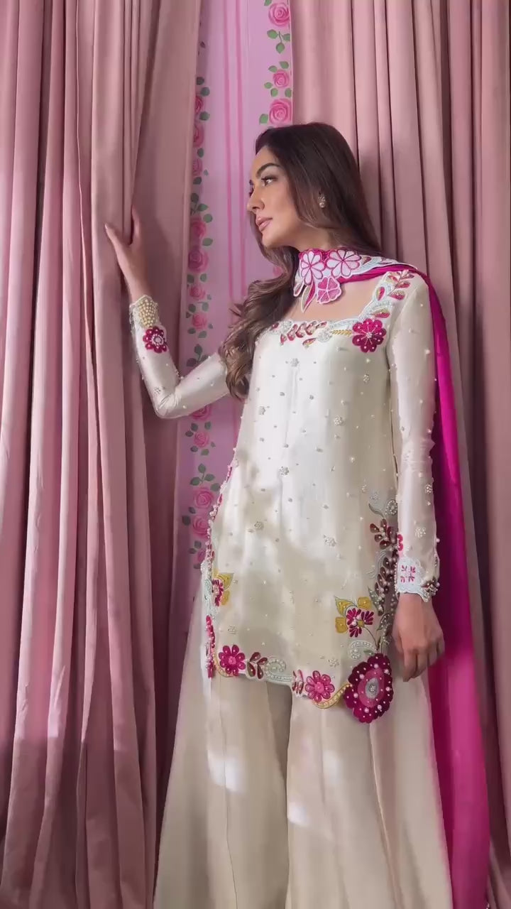 Elegant Party Wear Palazzo Suit Set with Heavy Embroidery & Georgette Dupatta