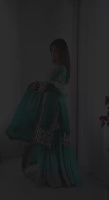 Designer Chinon Silk Plazo Set