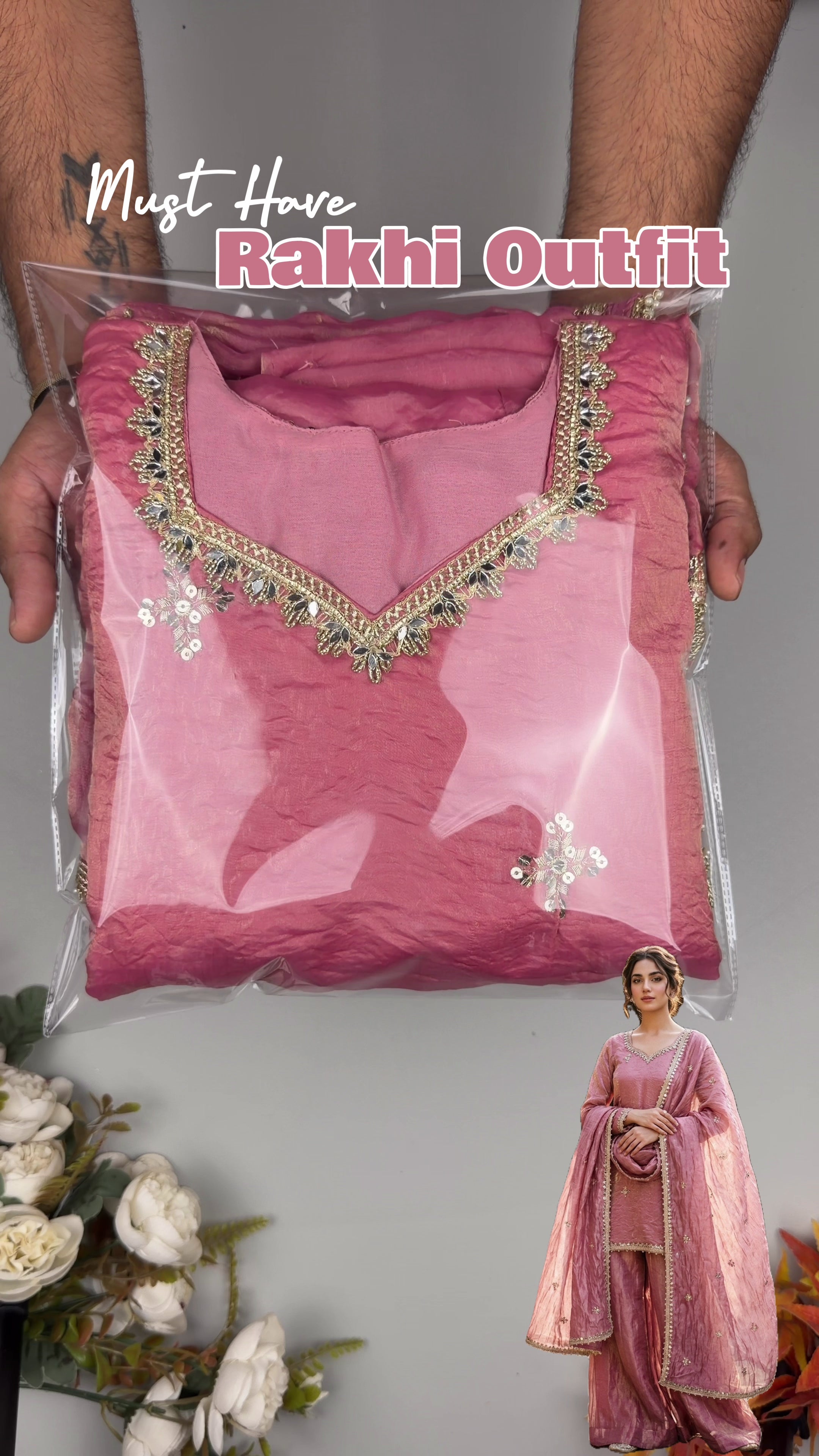 Designer Premium Fendy Silk Embroidered Sharara Palazzo Suit for Women