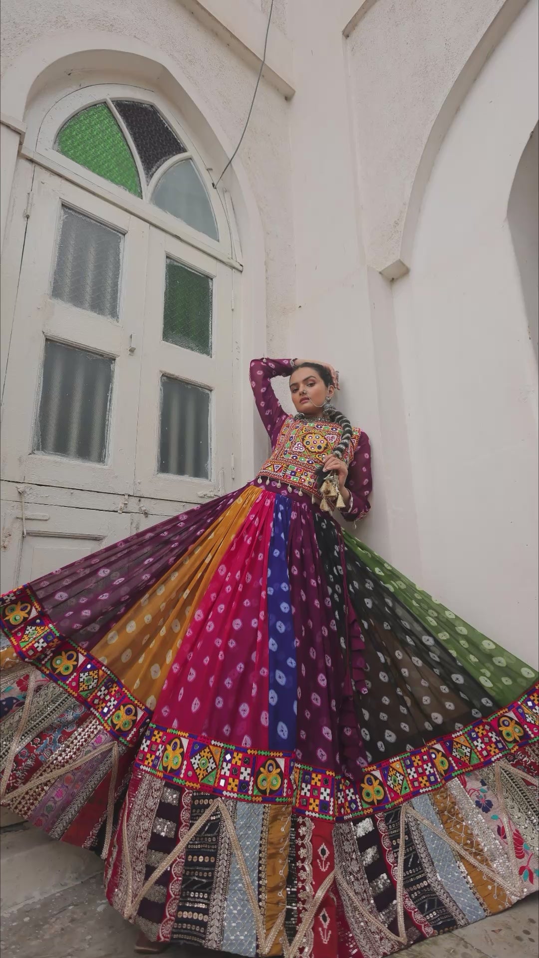 Women's Navratri Lehenga Choli Set with Kutchi Gamthi Work | Full Stitched