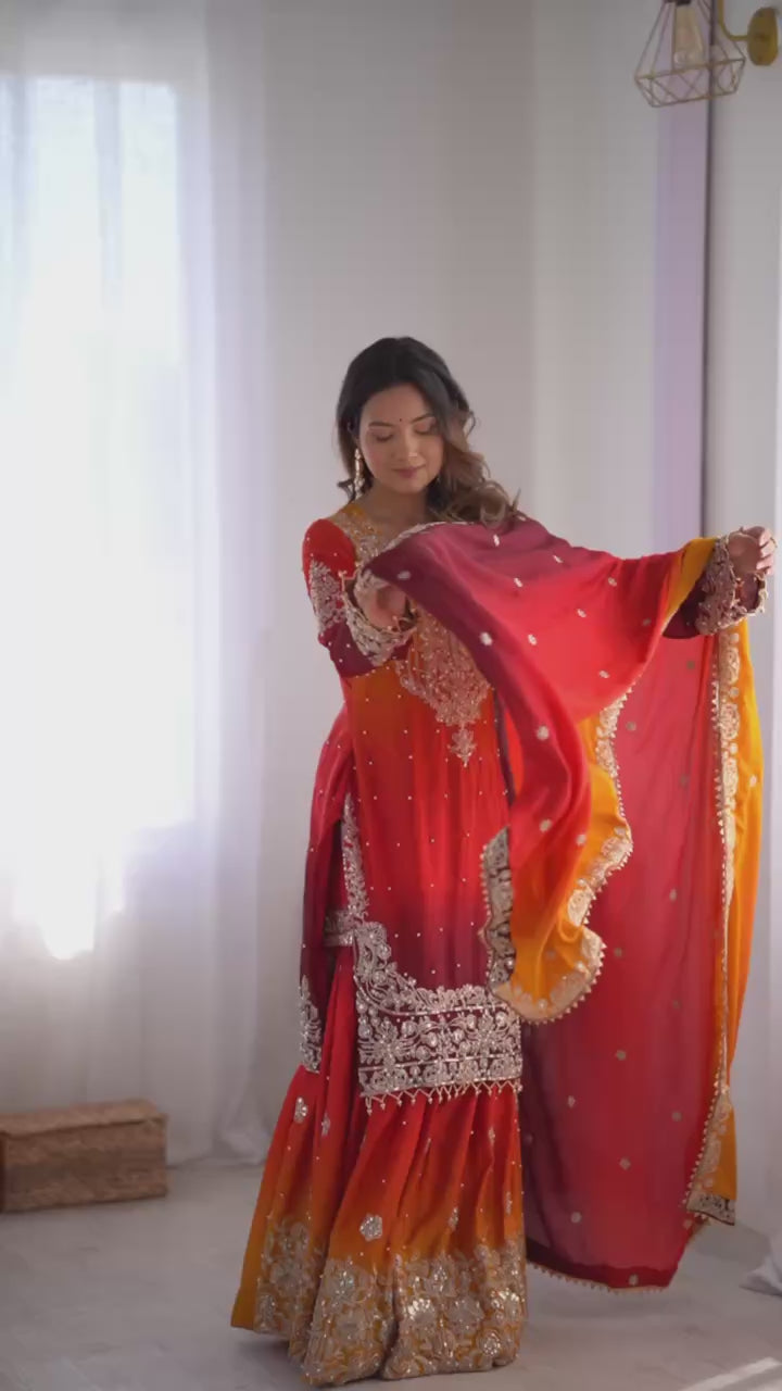 Designer Chinon Silk Plazo Set