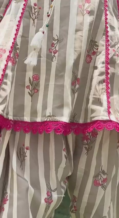 Festive Wear Pure Natural Crepe Farshi Pant Suit Set