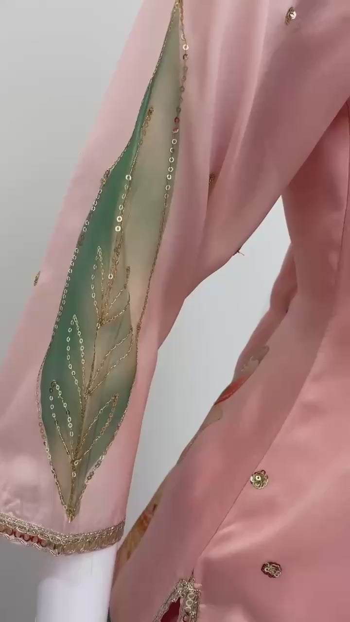 Printed Organza Sequins Embroidered Sharara Suit for Women
