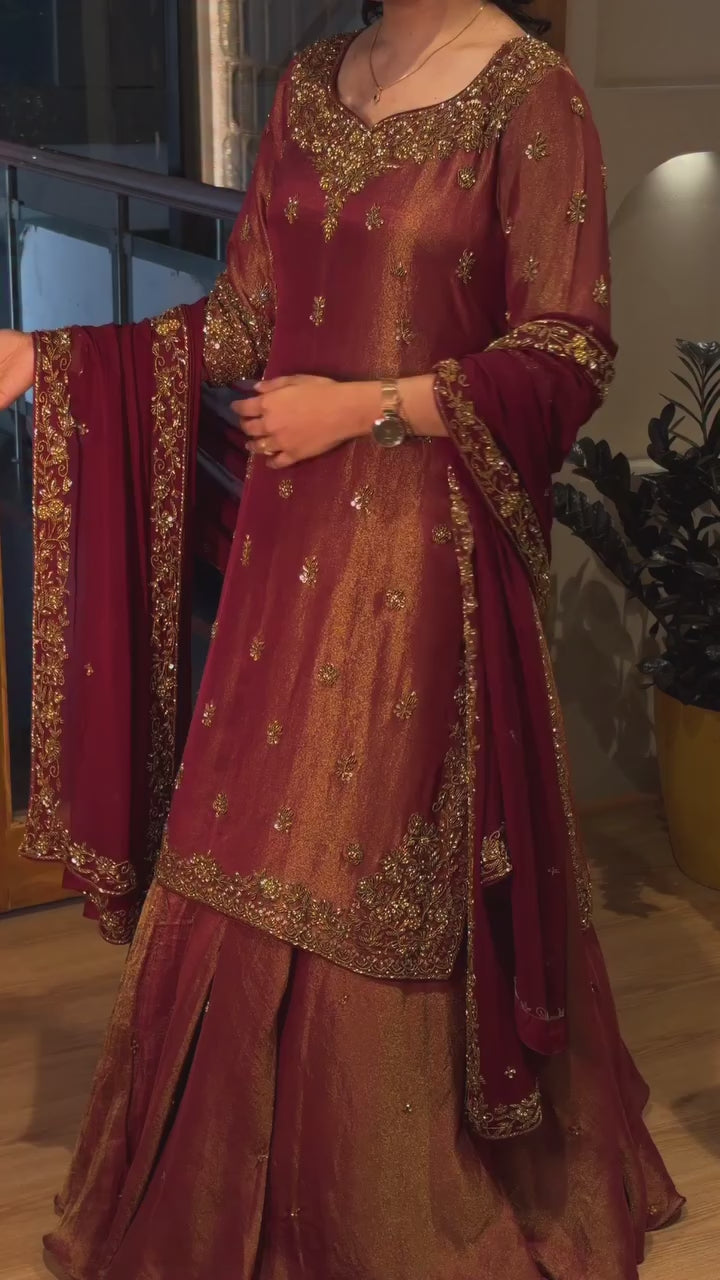 Premium Sindoor Fandy Silk Lehenga Set with Heavy Embroidery Sequence Work