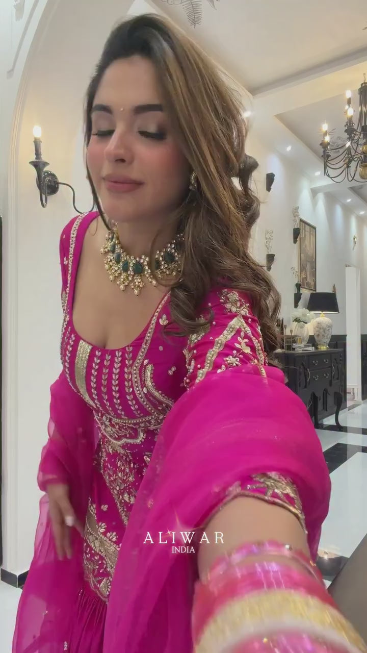 Luxury Embroidered Sharara Palazzo Set for Weddings & Parties