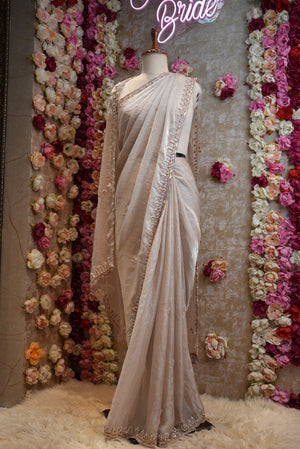 HANDWORK SAREE ON FENDI FABRIC (WITH BLOUSE) ##SR0235