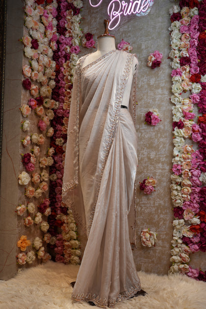 HANDWORK SAREE ON FENDI FABRIC (WITH BLOUSE) ##SR0235